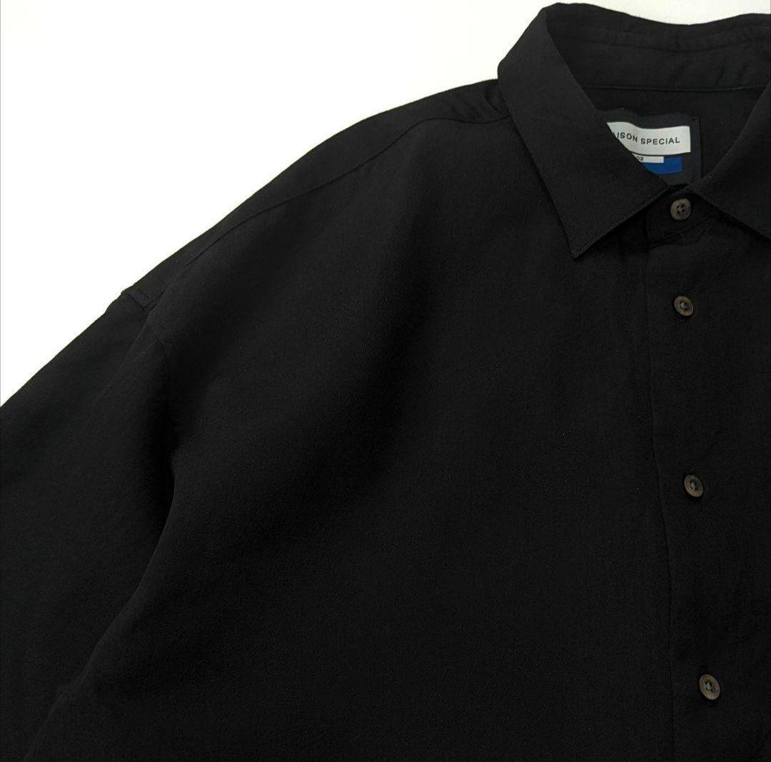 美品★メゾンスペシャル　ブラック　ウールシャツ　レギュラーカラー　オーバーサイズ