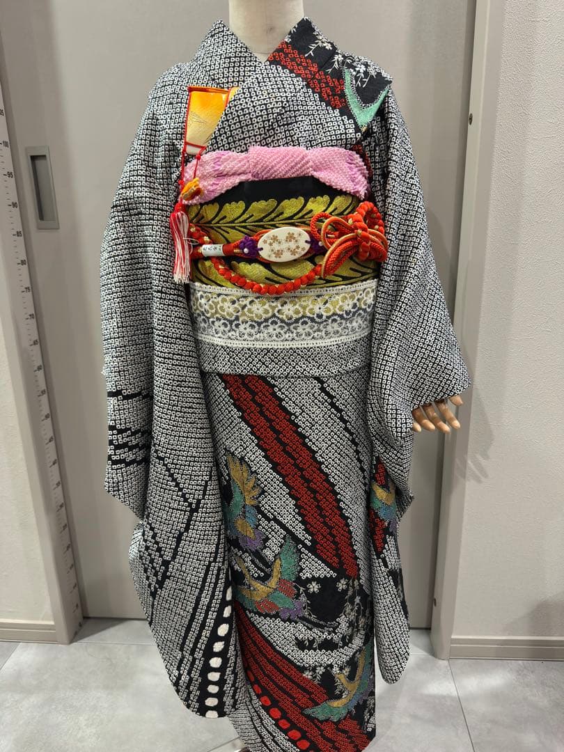 高級総絞り　正絹　七五三　着物　フルセット