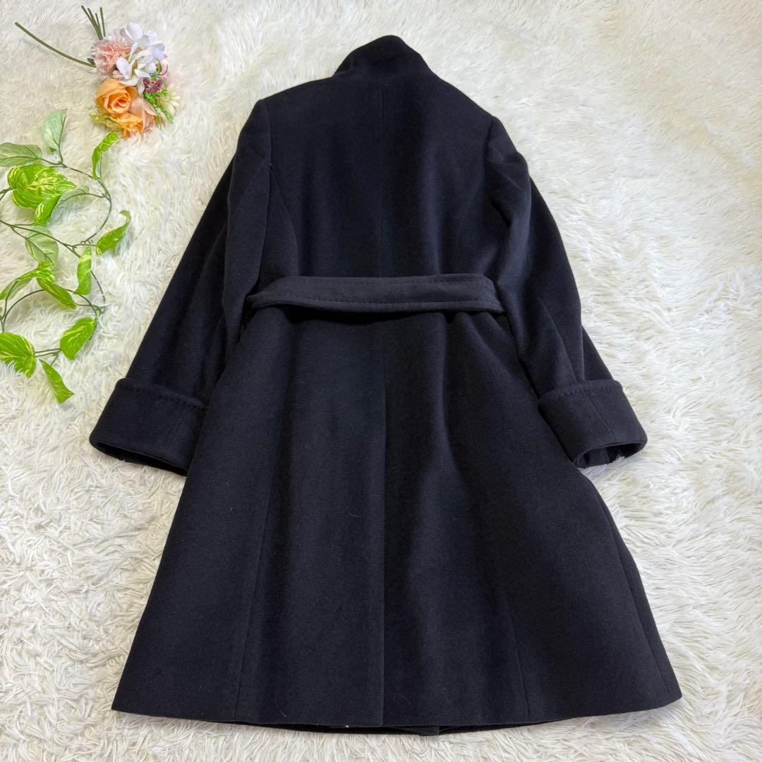 【アクアスキュータム】美品 ウールコート アンゴラ混 ブラック レディース