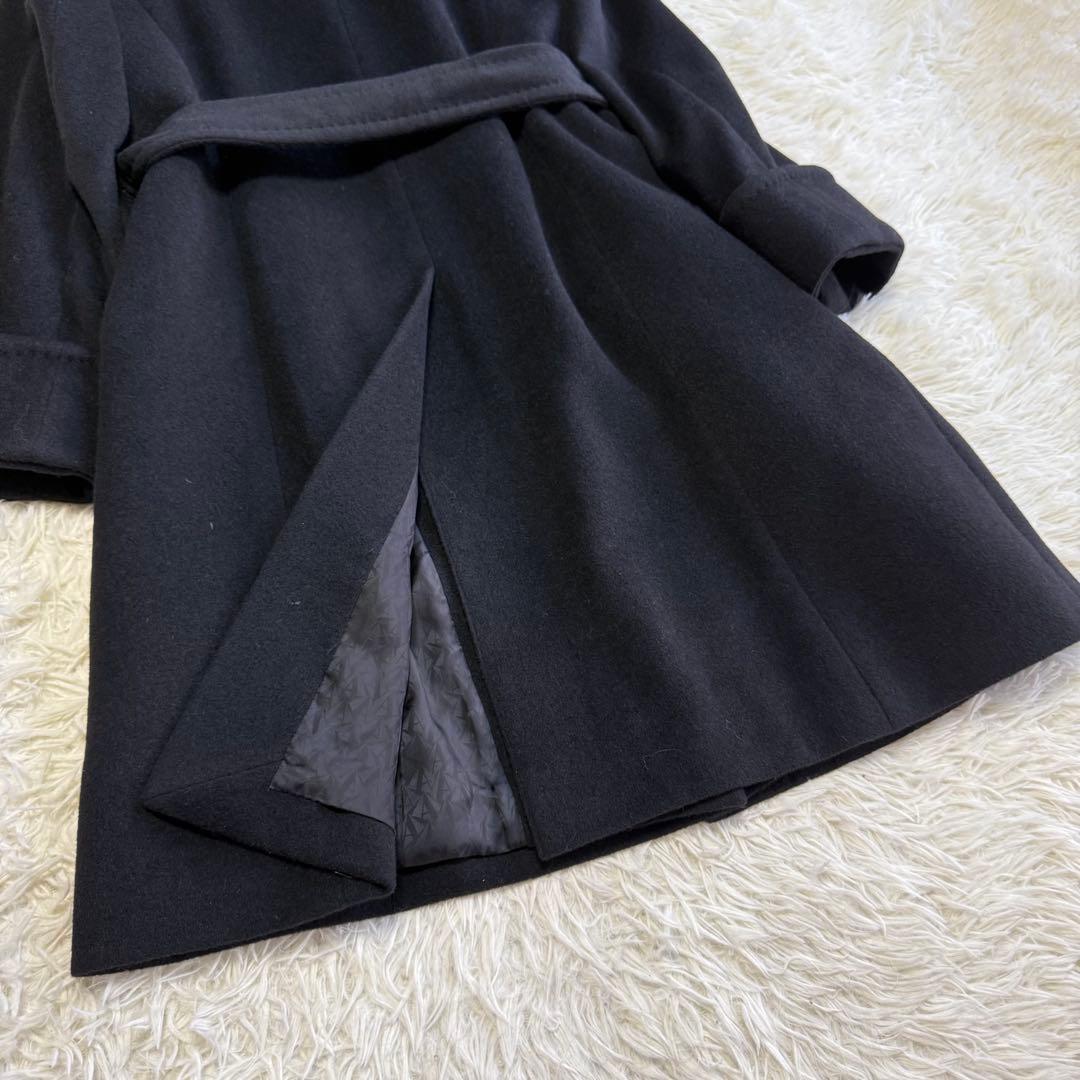 【アクアスキュータム】美品 ウールコート アンゴラ混 ブラック レディース