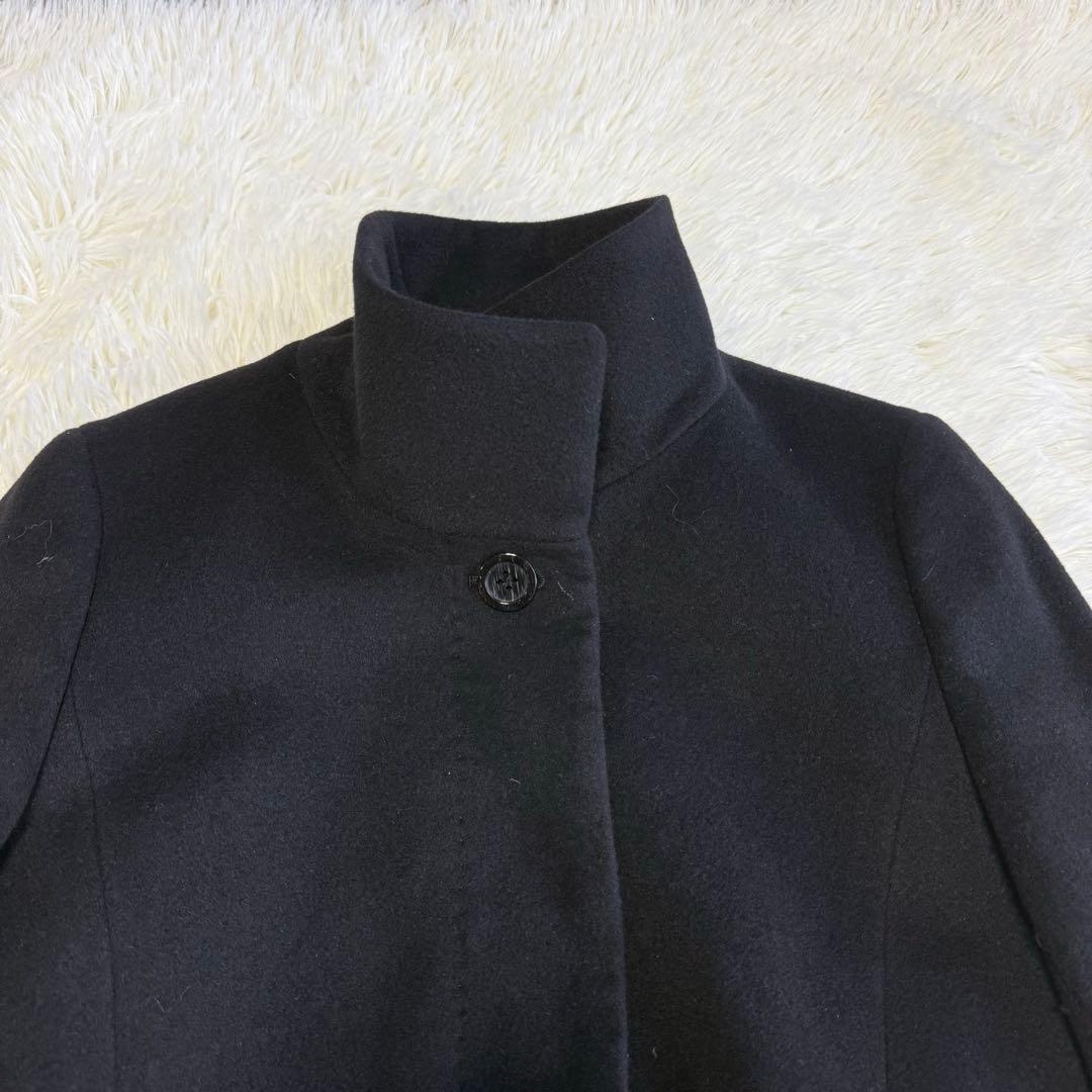 【アクアスキュータム】美品 ウールコート アンゴラ混 ブラック レディース