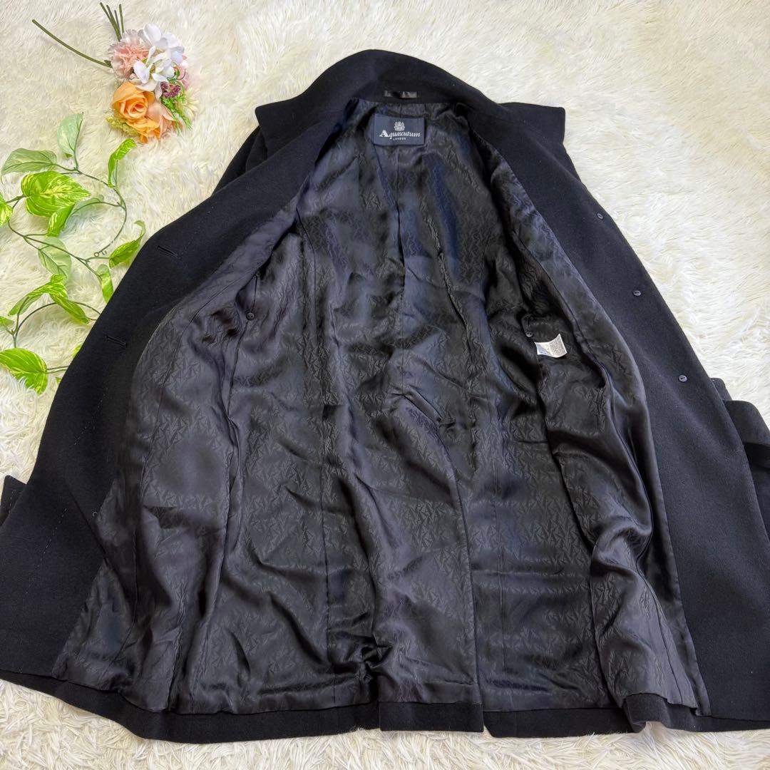 【アクアスキュータム】美品 ウールコート アンゴラ混 ブラック レディース