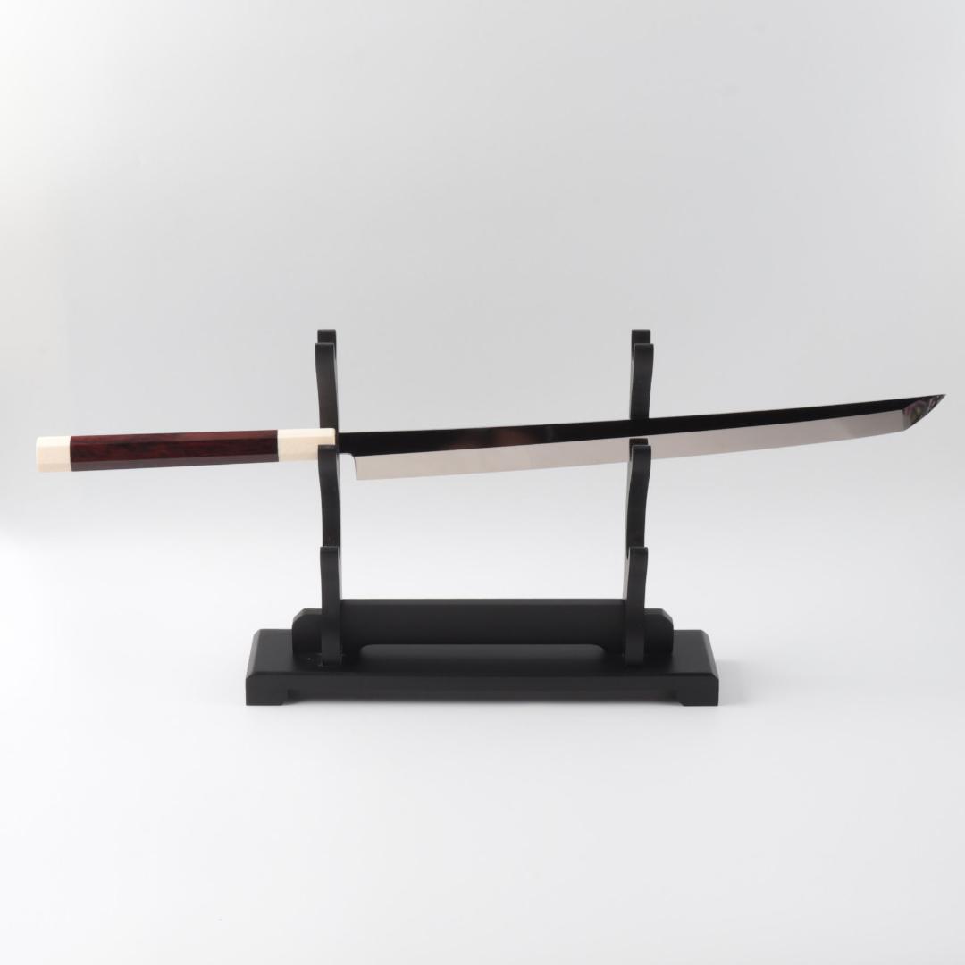 梵静刃物マグロ包丁 刃渡二尺 鏡面仕上げ 刺身包丁 反りスネークウッド柄 鞘付き