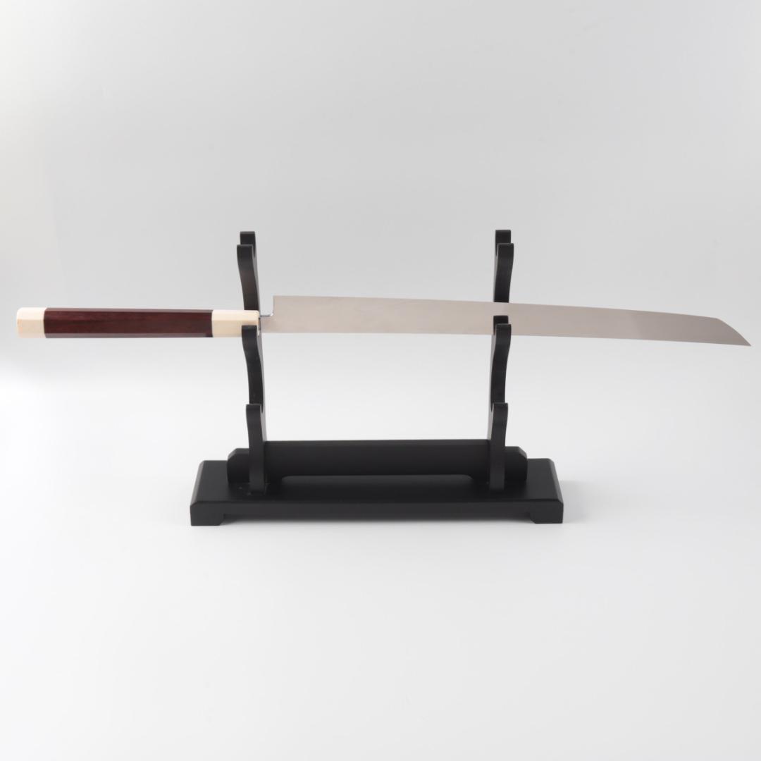 梵静刃物マグロ包丁 刃渡二尺 鏡面仕上げ 刺身包丁 反りスネークウッド柄 鞘付き