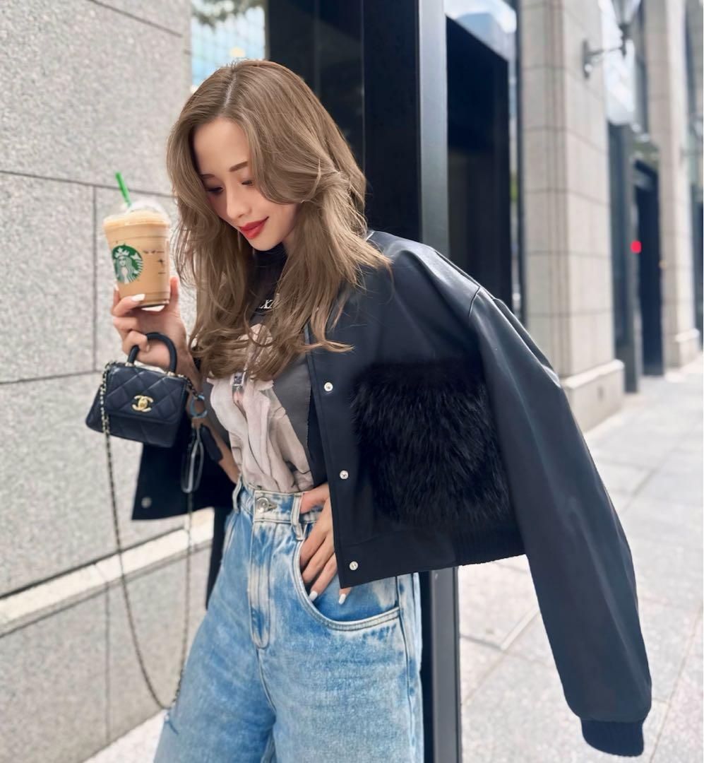 ESMOK fur pocket leather blouson レザーブルゾン