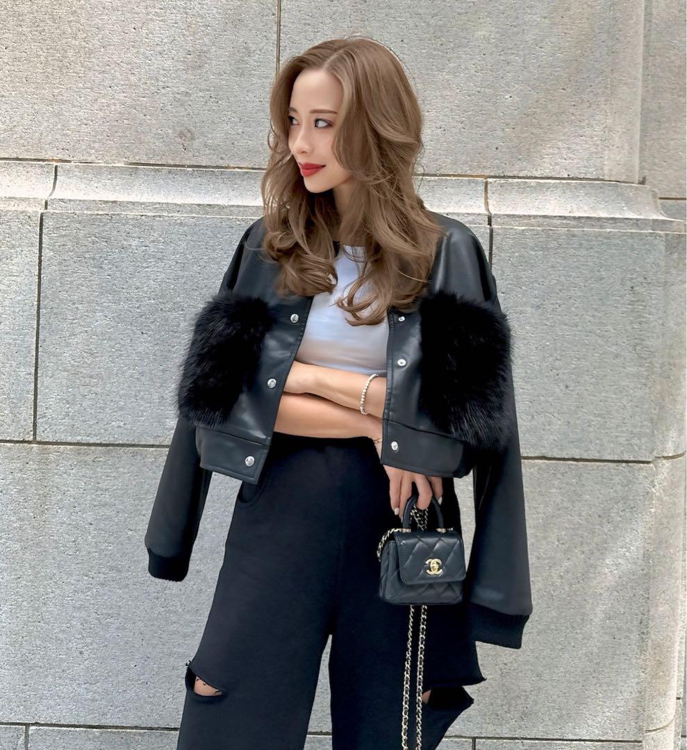 ESMOK fur pocket leather blouson レザーブルゾン