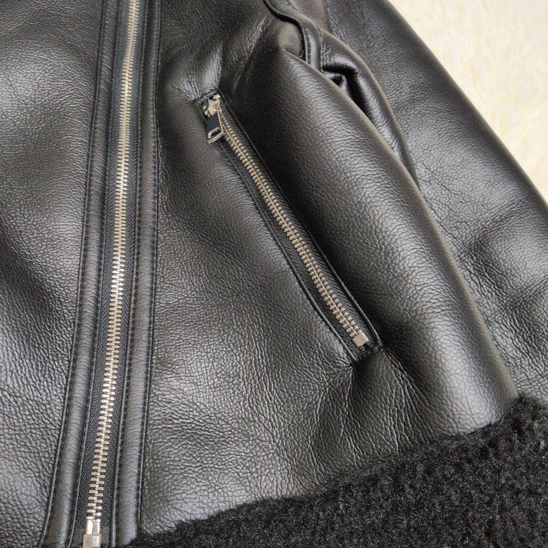 ザラ ZARA レディース フェイクムートン ダブルライダースジャケット　肉 厚