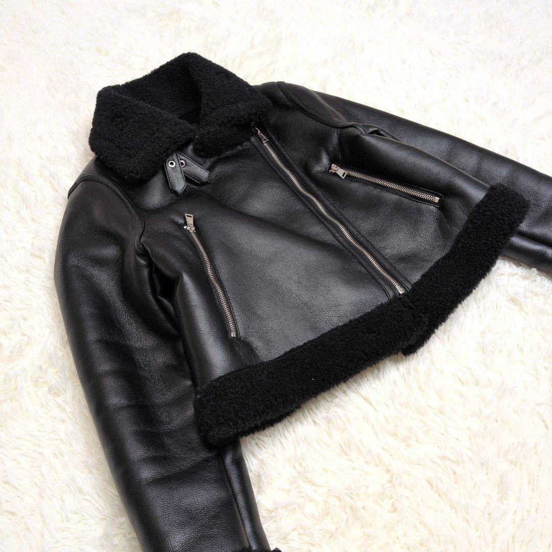ザラ ZARA レディース フェイクムートン ダブルライダースジャケット　肉 厚