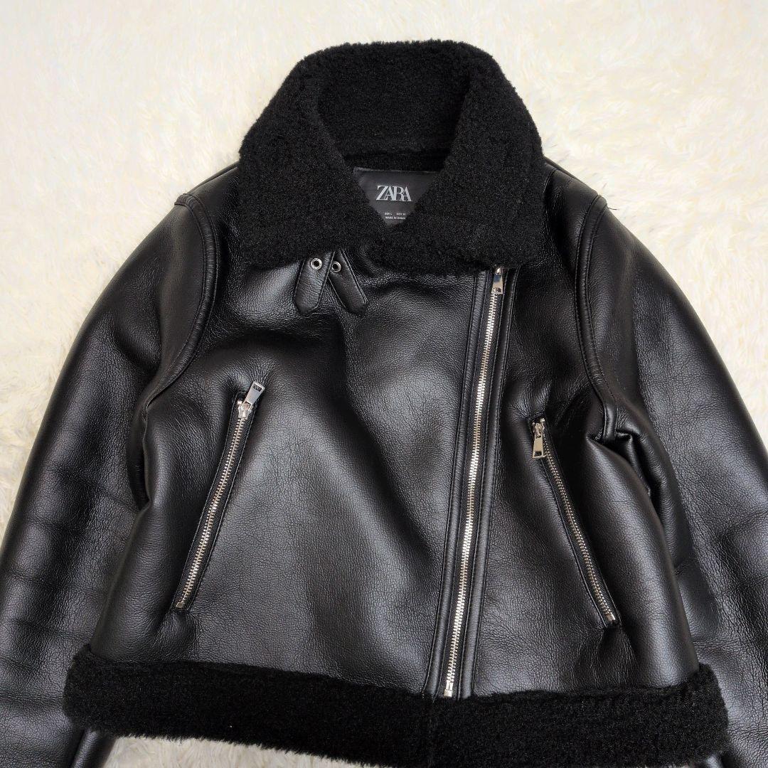 ザラ ZARA レディース フェイクムートン ダブルライダースジャケット　肉 厚
