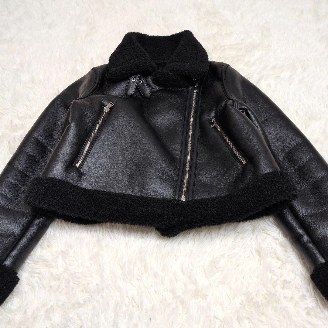 ザラ ZARA レディース フェイクムートン ダブルライダースジャケット　肉 厚