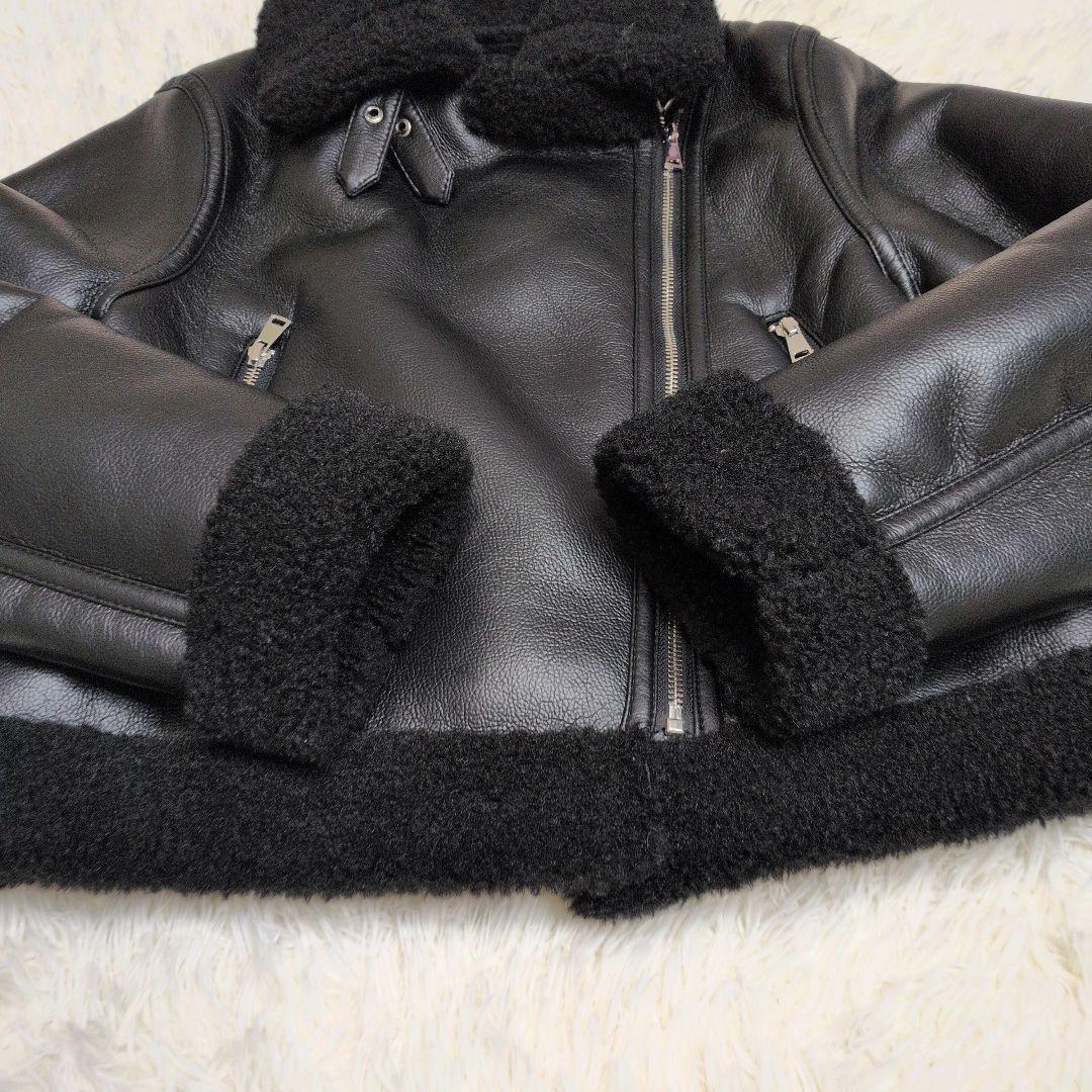 ザラ ZARA レディース フェイクムートン ダブルライダースジャケット　肉 厚