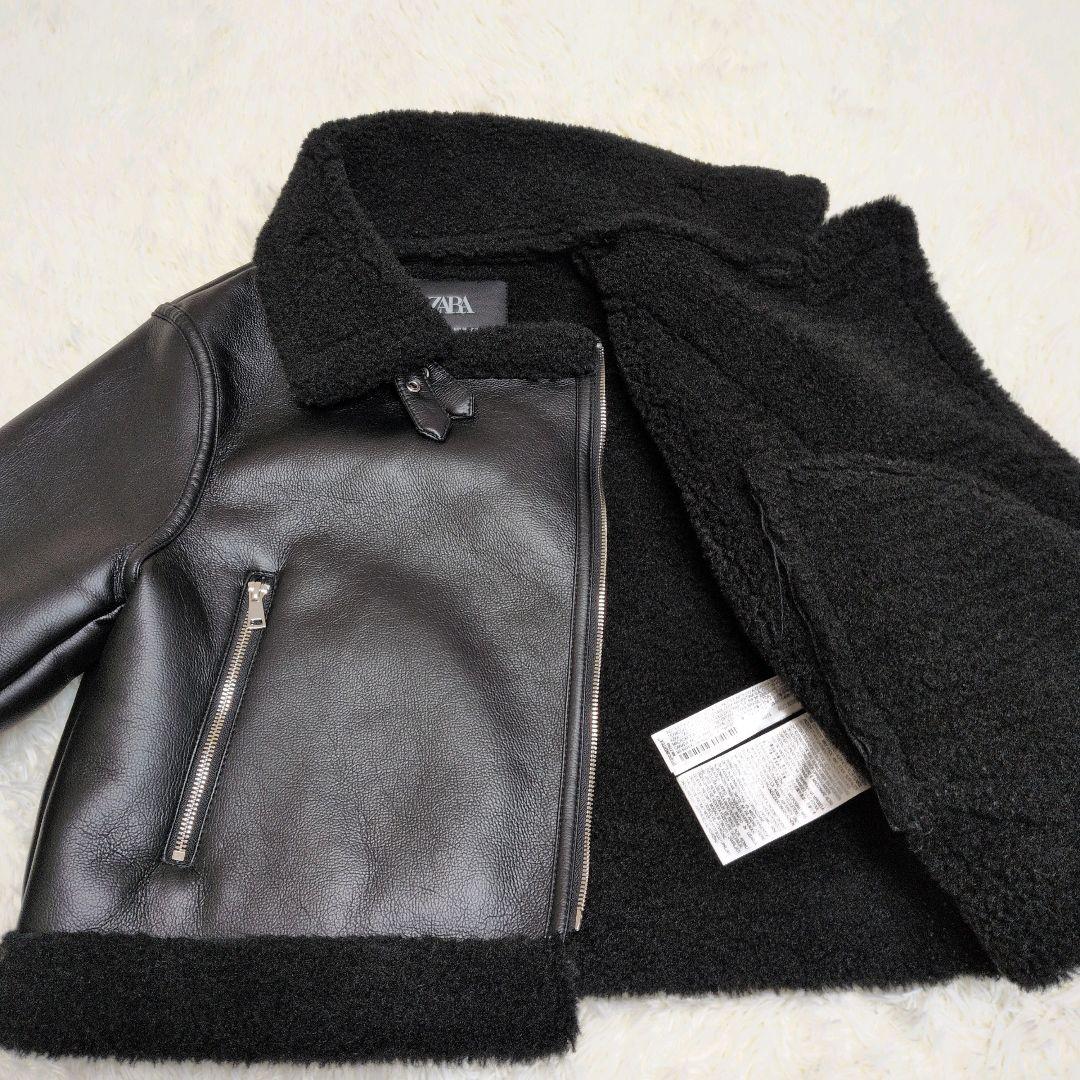 ザラ ZARA レディース フェイクムートン ダブルライダースジャケット　肉 厚
