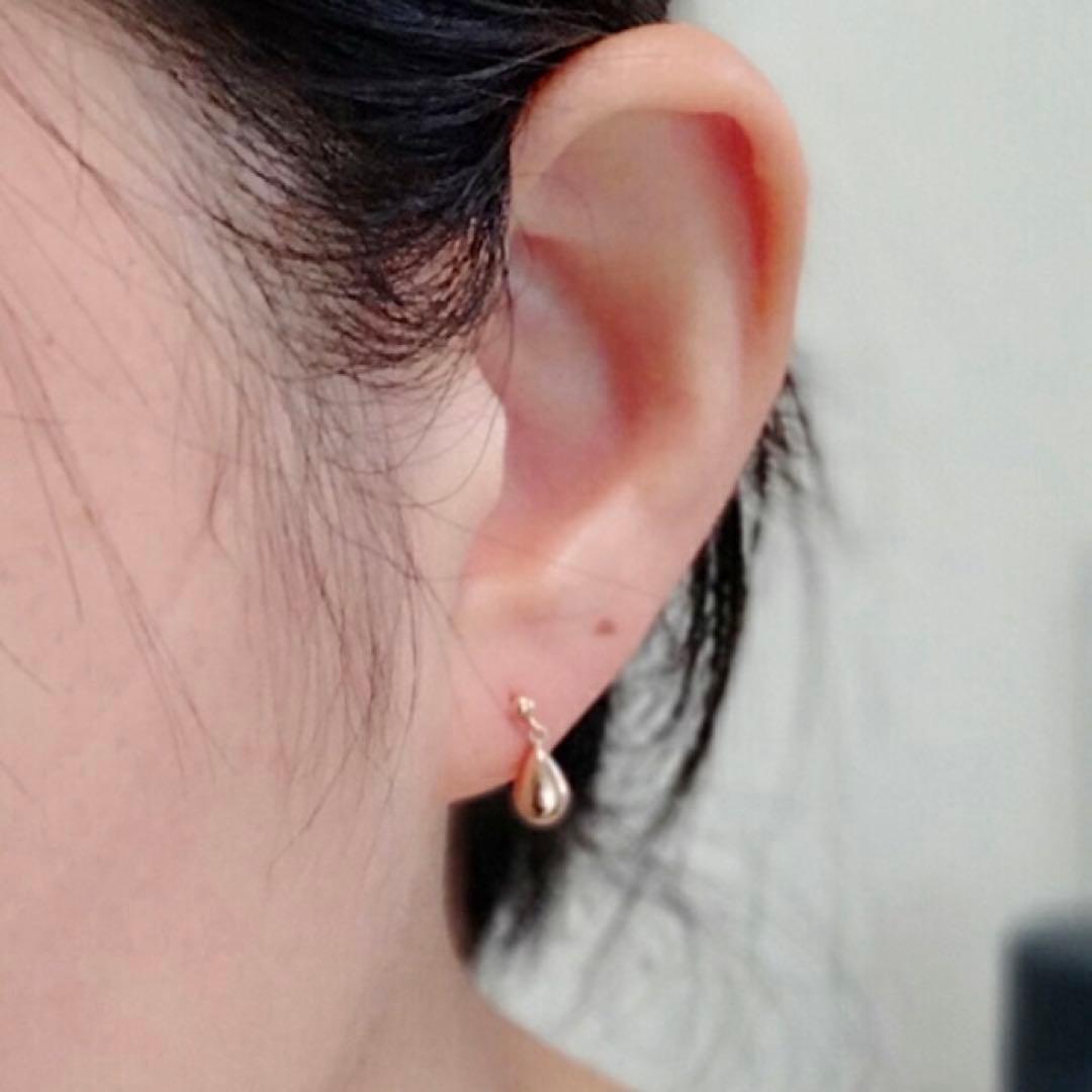 新品 K18 ピンクゴールド 雫 18金ピアス 刻印あり上質 日本製 ペア