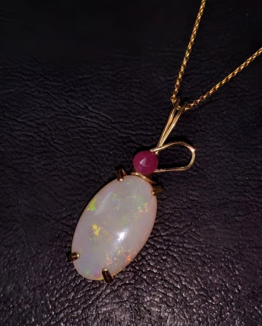 Kgf14 宝石ルース ウォーターオパール ルビー ペンダント トップ