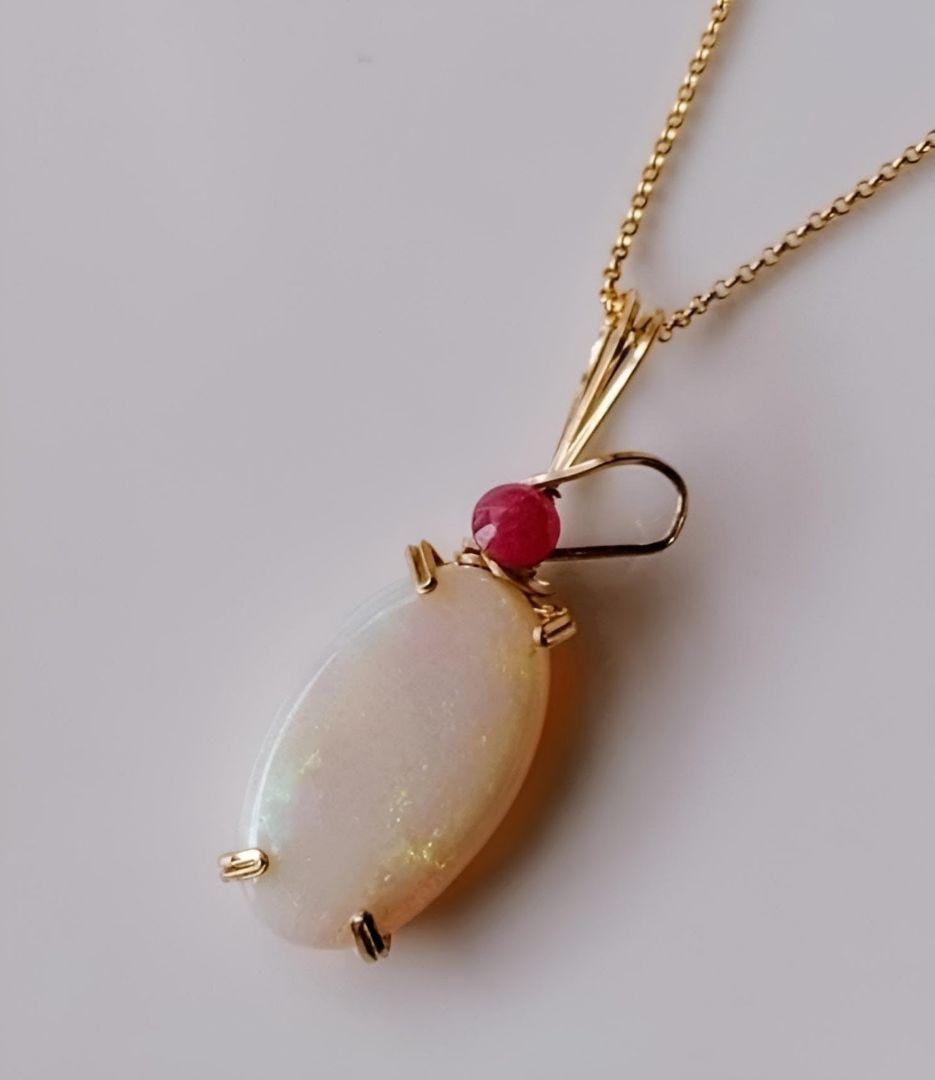 Kgf14 宝石ルース ウォーターオパール ルビー ペンダント トップ