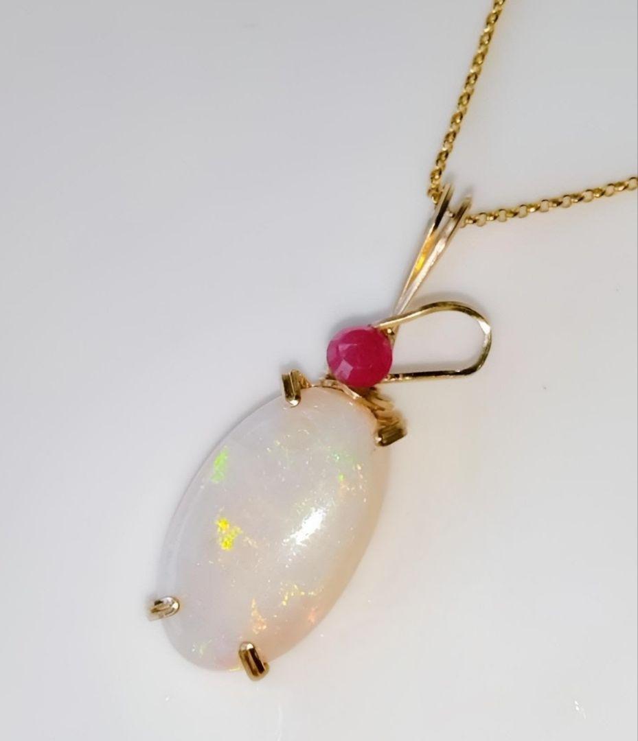 Kgf14 宝石ルース ウォーターオパール ルビー ペンダント トップ