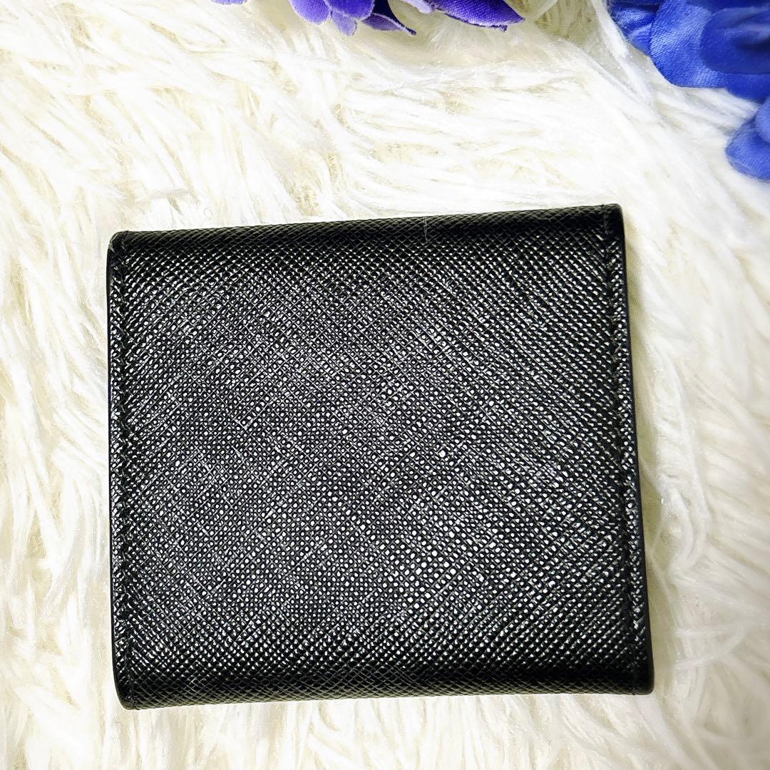 極美品 プラダ　サフィアノ シルバー金具 ケース　小銭入れ　ブラック