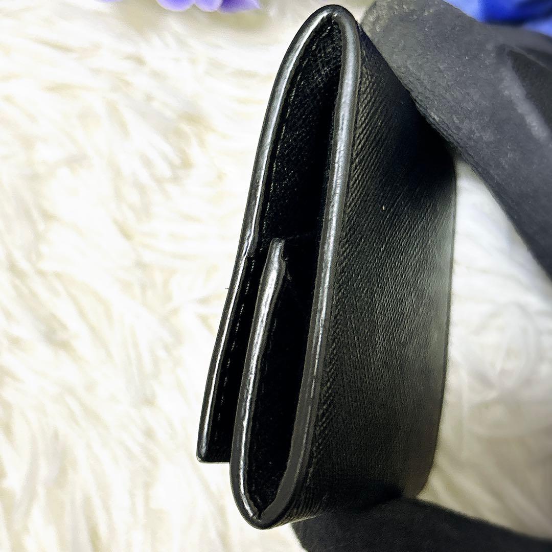 極美品 プラダ　サフィアノ シルバー金具 ケース　小銭入れ　ブラック