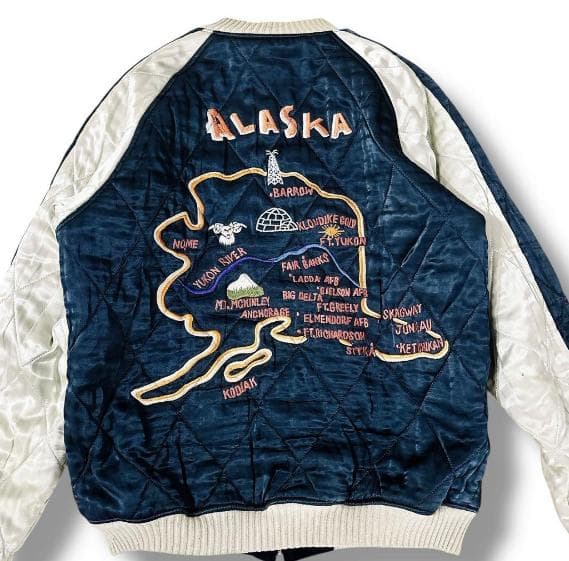 み*む様 ザフラットヘッド リバーシブル スカジャン 別珍 XLサイズ ネイビー