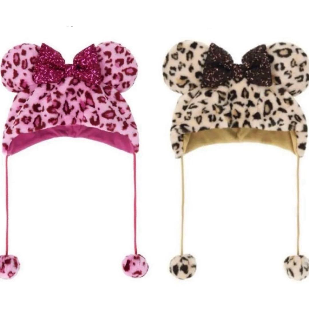 ディズニー ファンキャップ ピンク ブラウンヒョウ柄 2点セット