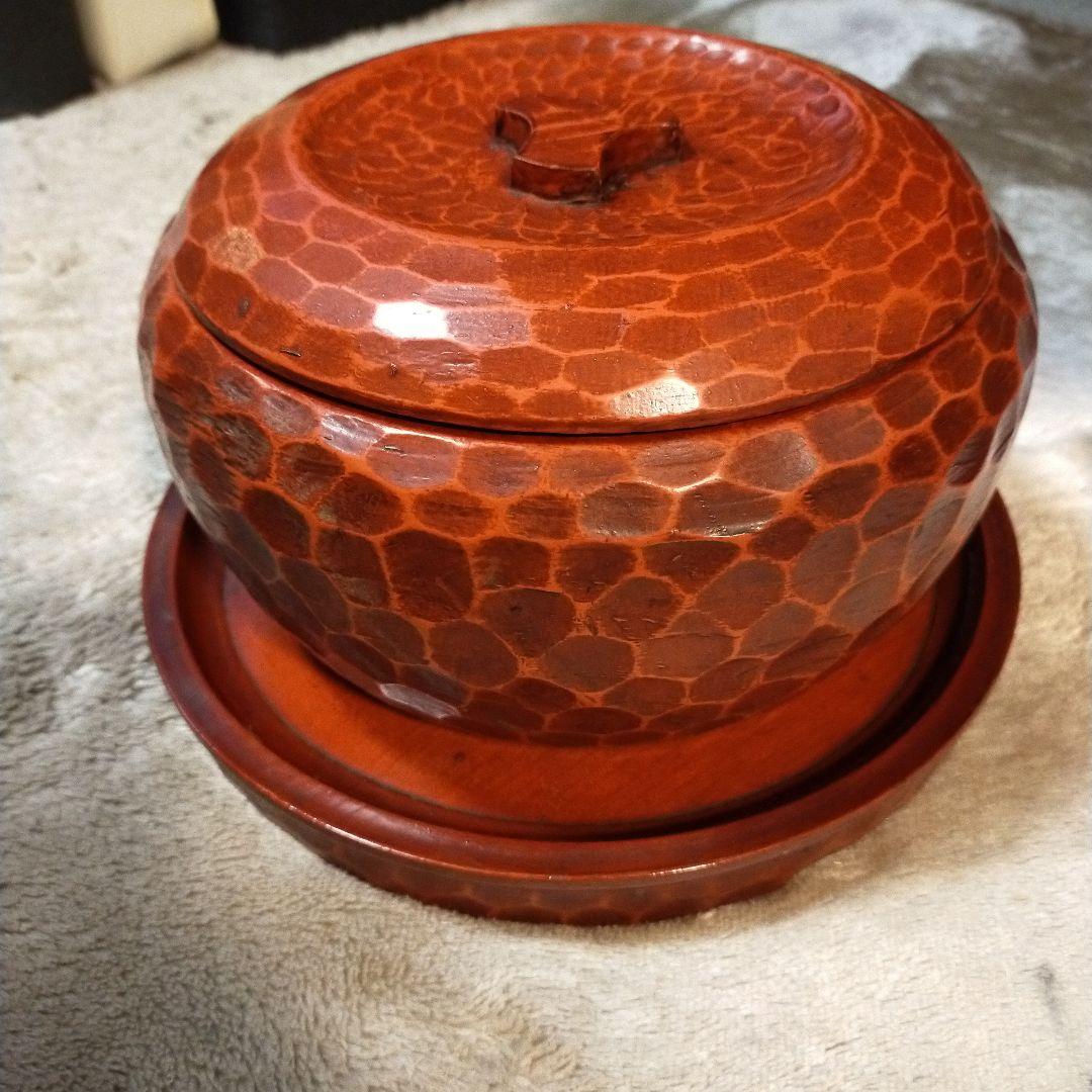 昭和レトロ　ヴィンテージ　木製　鎌倉彫　無垢材　お盆付きおひつ