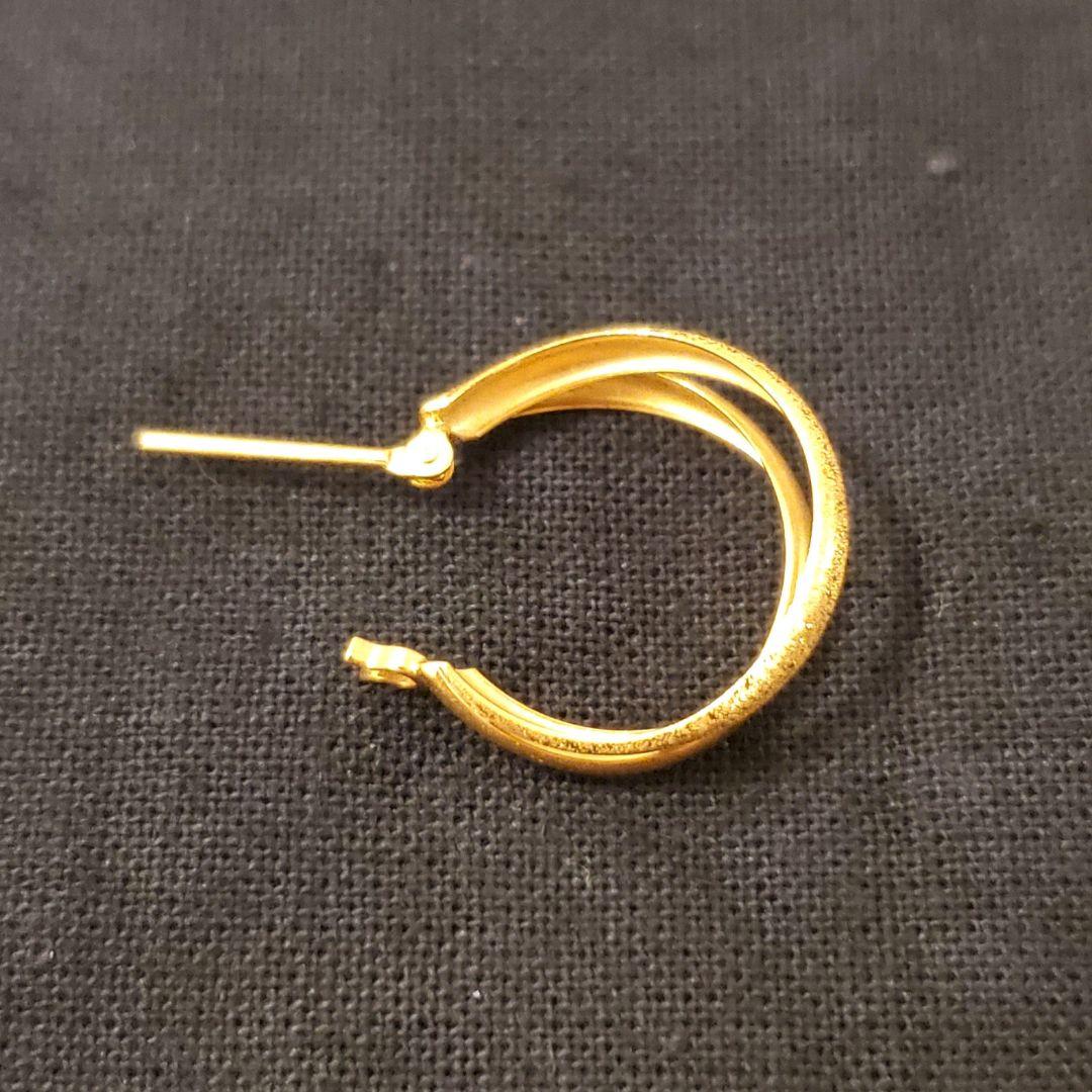 K18イエローゴールド ダブルリング ピアス(片耳用)