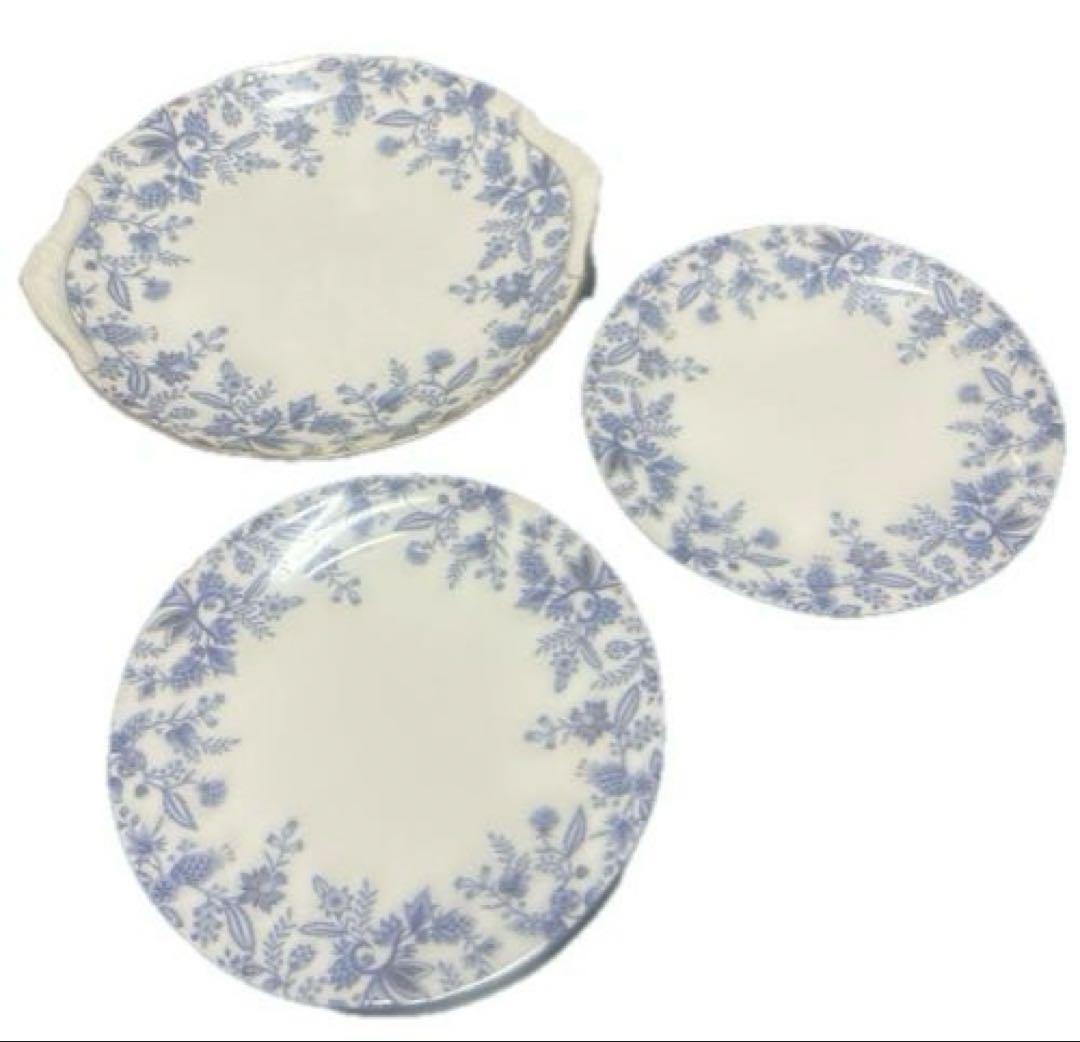 青い花柄 食器セット ティーポット付き