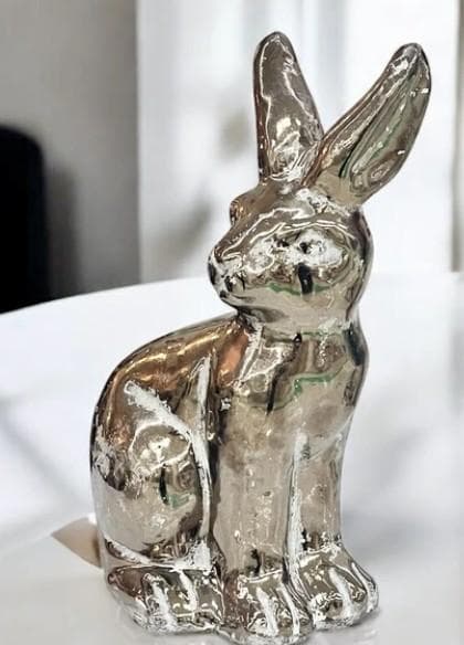 ウサギ 兎 置物 オブジェ シルバー テラコッタ モダン 85662RB