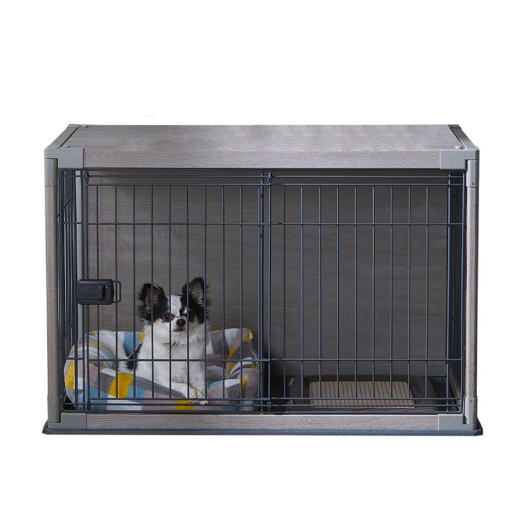 アイリスオーヤマ 犬 サークル ウッディ　インテリア グレー 小型犬用　ゲージ