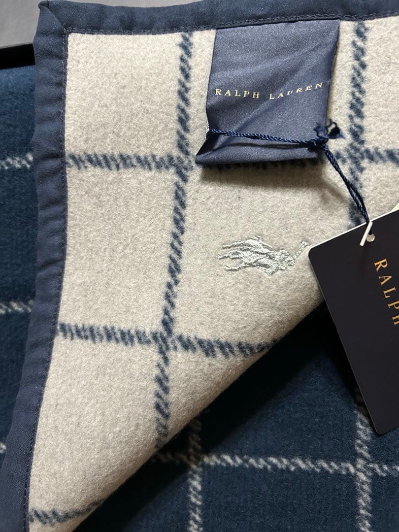 未使用 ラルフローレンRLハーフブランケット￼ ひざ掛け　ネイビー