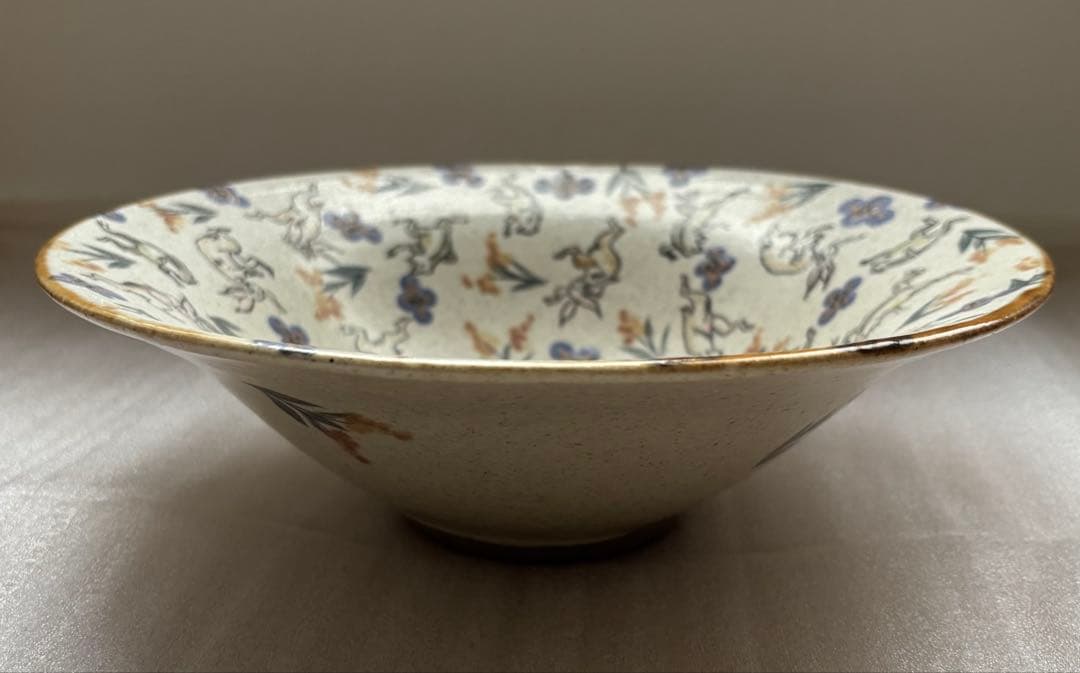 樋口早苗　深皿　鳥獣戯画風デザイン　21.5cm（7寸）　新品未使用