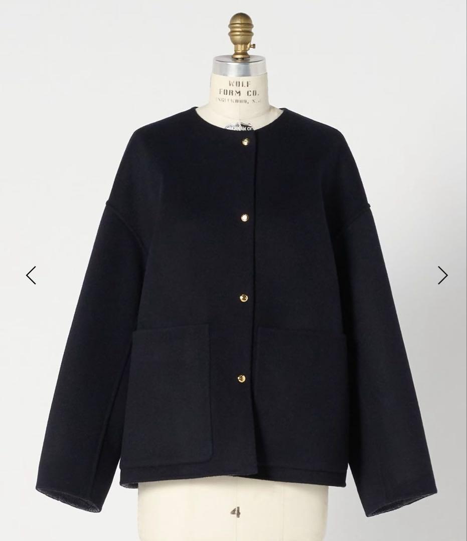 新品未使用　今季　DRAWER ビーバーケヌキノーカラージャケット