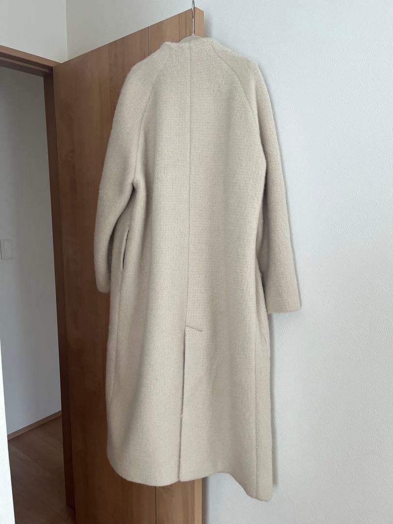 anuke Collarless Shaggy Coat アイボリー　アンヌーク