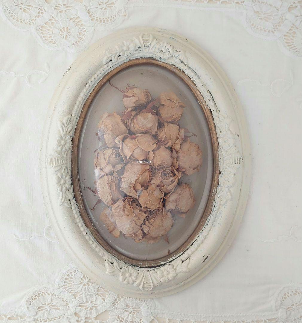 オバール型　フレーム飾り　薔薇ドライフラワー
