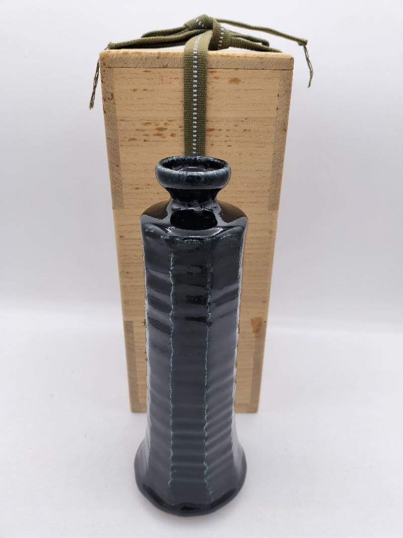 c607 花入 会寧窯変 面取 志堂 朴富元 木箱 茶道具 古物