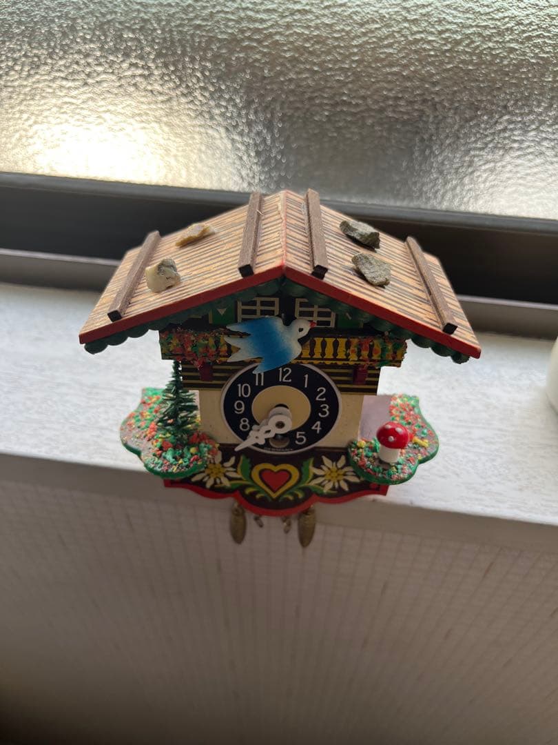 【西ドイツ/エングストラー社製】森の時計　ゼンマイ巻　ミニチュア鳩時計　掛け時計