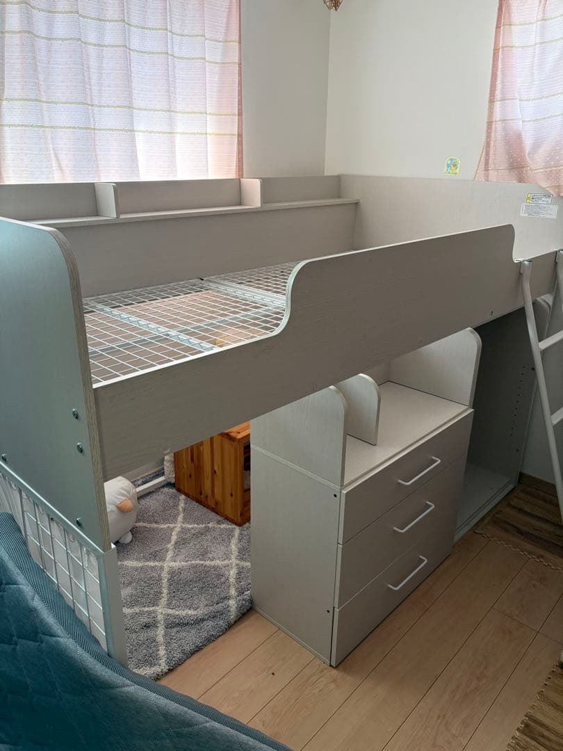 ホワイト ロフトベッド 引き出し