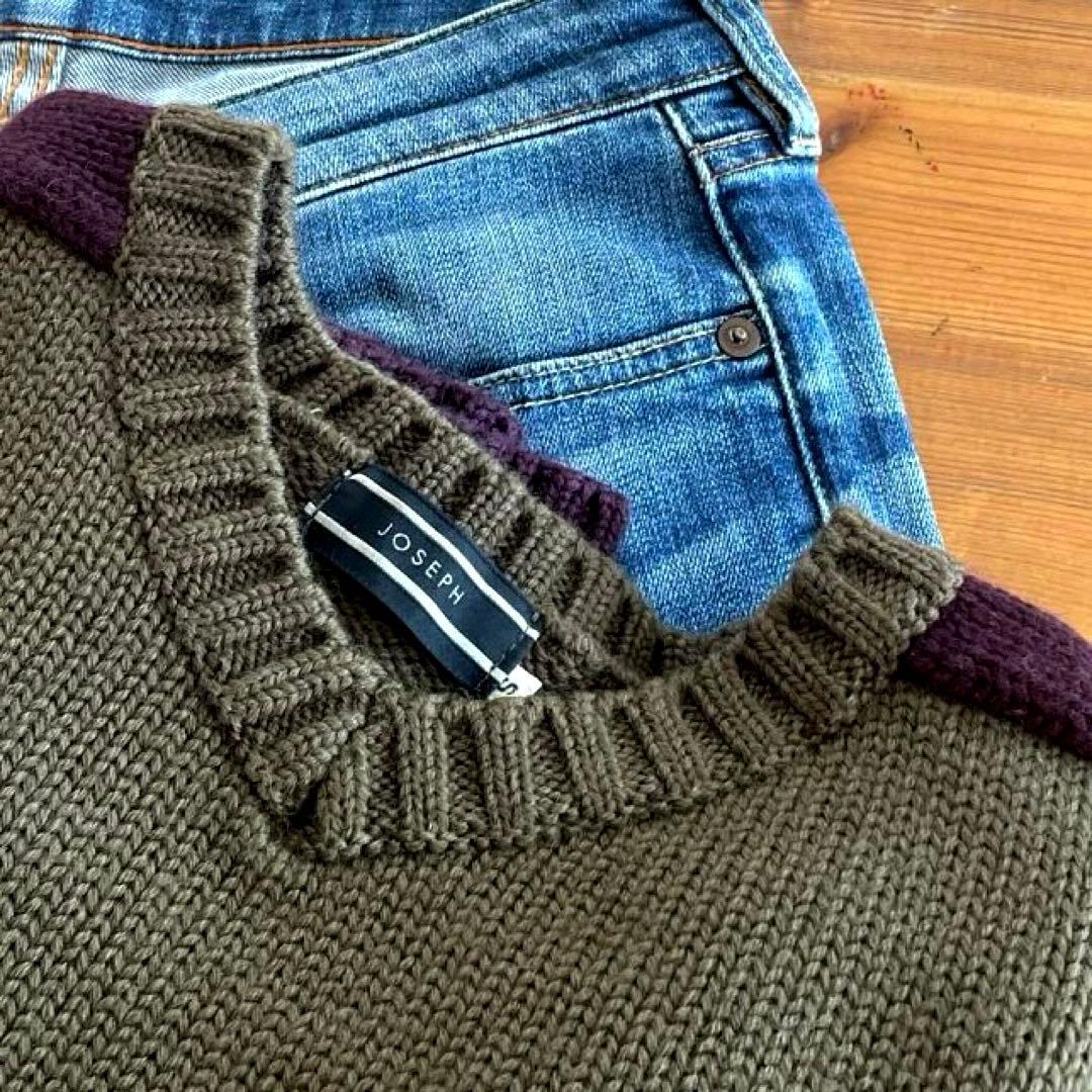 奈々氏 イギリス製　JOSEPH 微光沢　上質ウール100% 浅Vニット