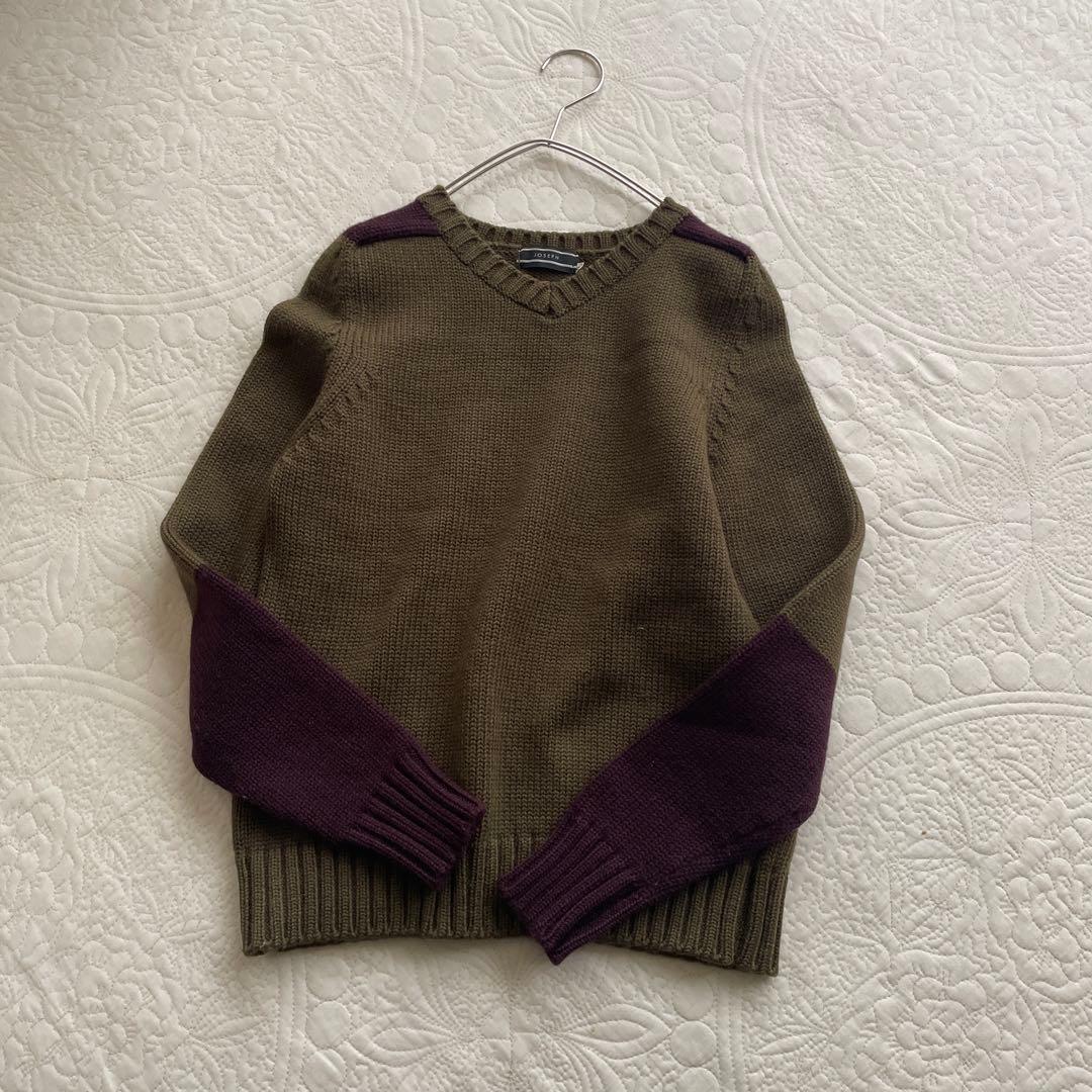 奈々氏 イギリス製　JOSEPH 微光沢　上質ウール100% 浅Vニット