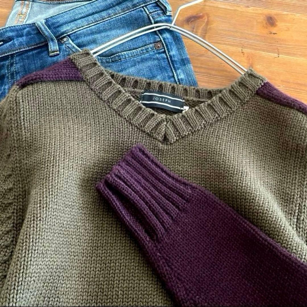 奈々氏 イギリス製　JOSEPH 微光沢　上質ウール100% 浅Vニット