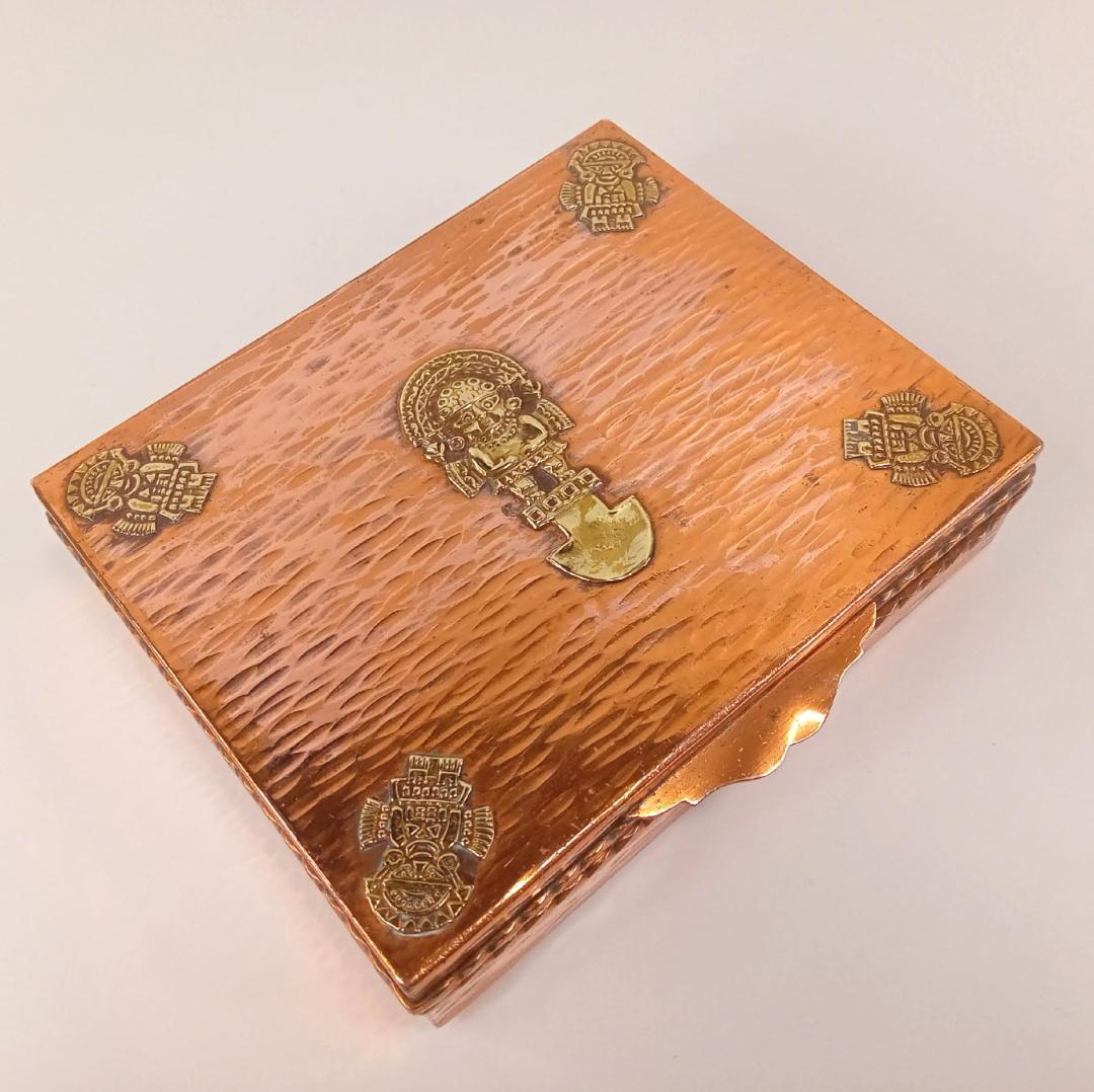 銅製 TUMI レリーフ/インレイ ジュエリーボックス 小物入れ トゥミ 守り神