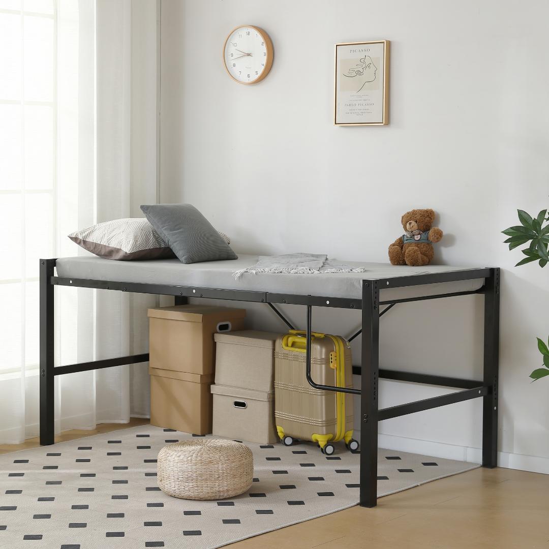 【ブラック】セミダブル 高さ90cm ロフトベッド パイプベッド 高さ調整可能