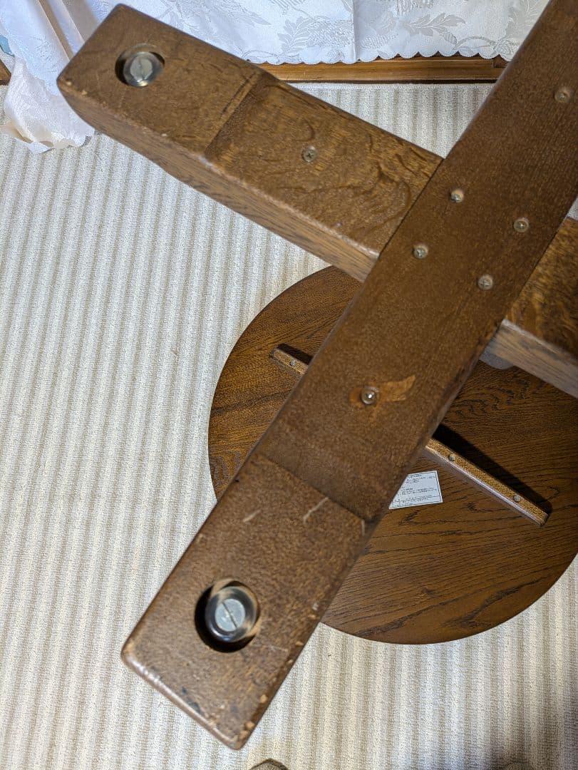 木製テーブル　木製円形テーブル 天然木　オーク調