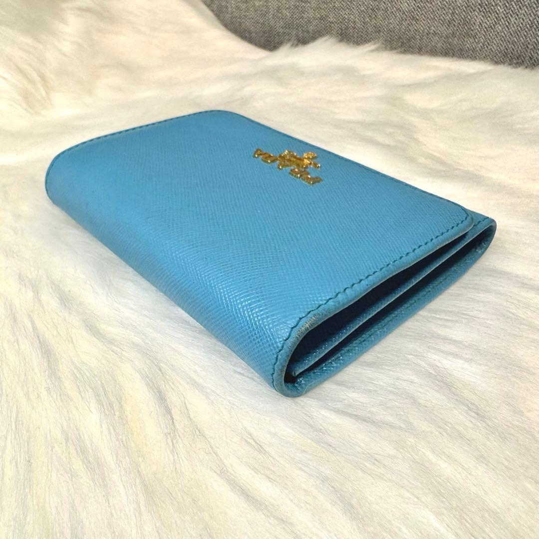 PRADA プラダ サフィアーノ 3つ折財布 ターコイズブルー