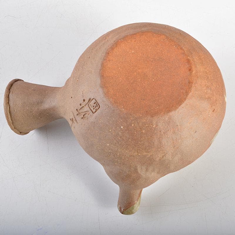 煎茶道具　萬古焼　古稀一光作　手捻　横手急須　茶壷　D　R5507