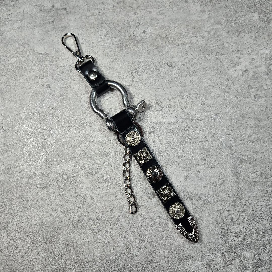 カマ　スタッズ　レザー　ベルト　キーホルダー　セット