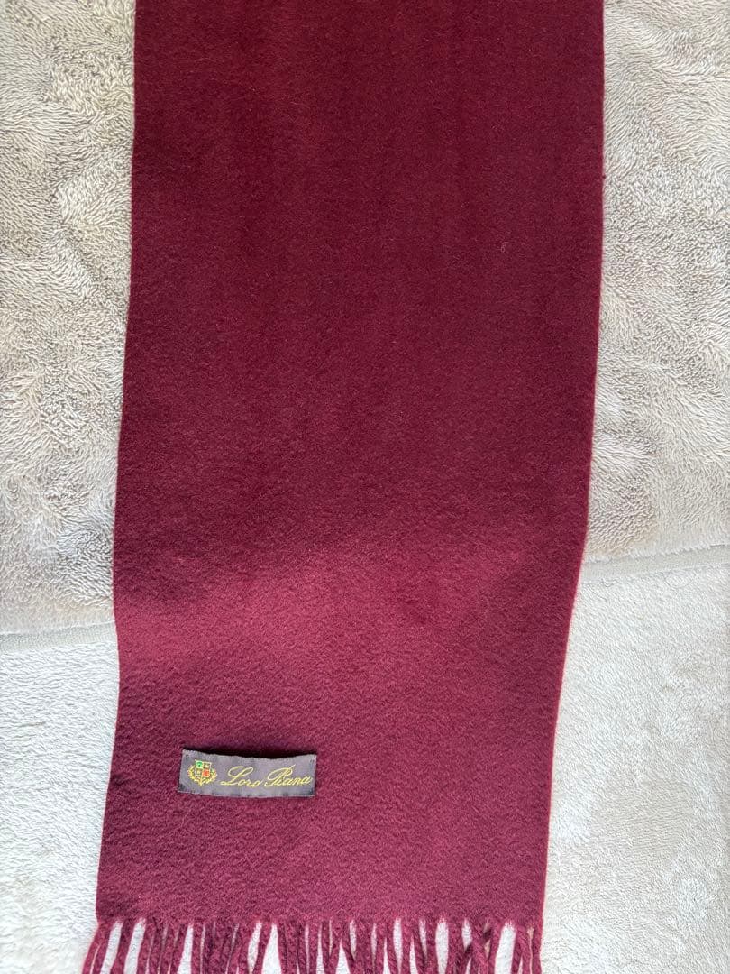 美品　Loro Piana 100% Cashmere マフラー バーガンディ
