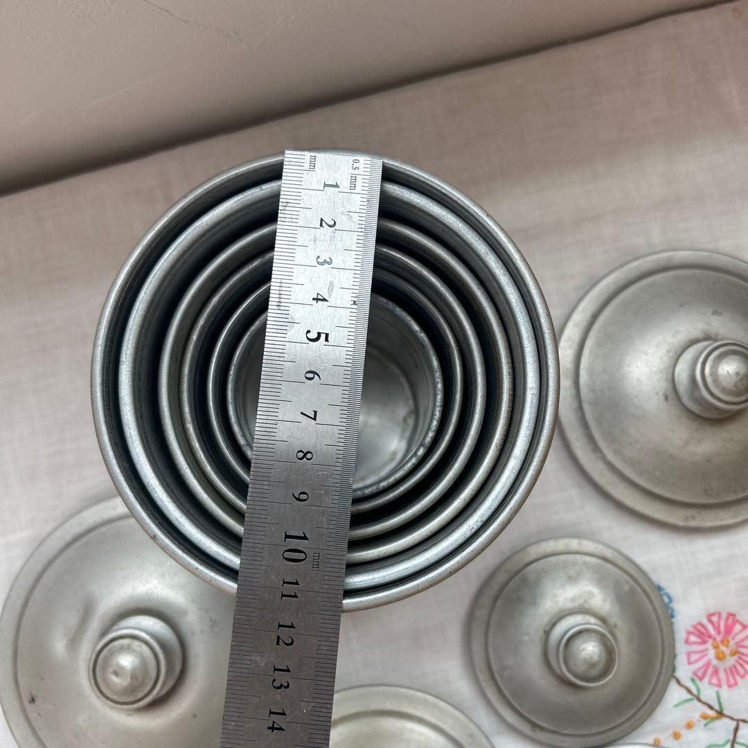 フランスアンティーク　アルミキャニスター6個セット