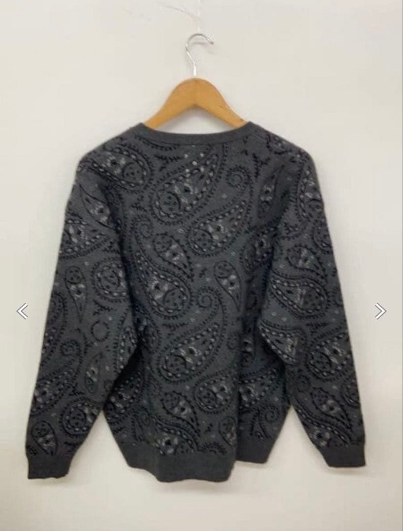 グレー ペイズリー柄 カーディガン