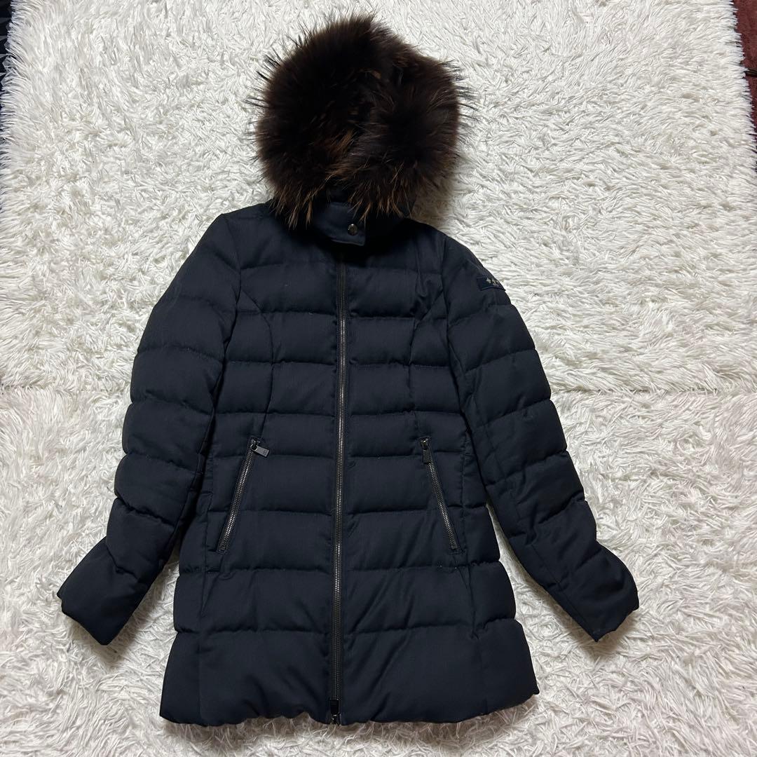 TATRAS ロングダウンコート セラミカ ネイビー ラクーンファー 3way